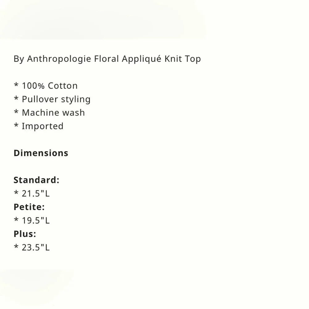 NWT new Anthropologie floral appliqué knit top XS white ivory sleeveless tank - Picture 5 of 17